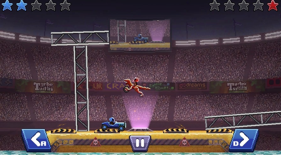 Be careful, the red team's car is trying to counterattack your team's car in the Car Chaos game at geometryliteonline.com