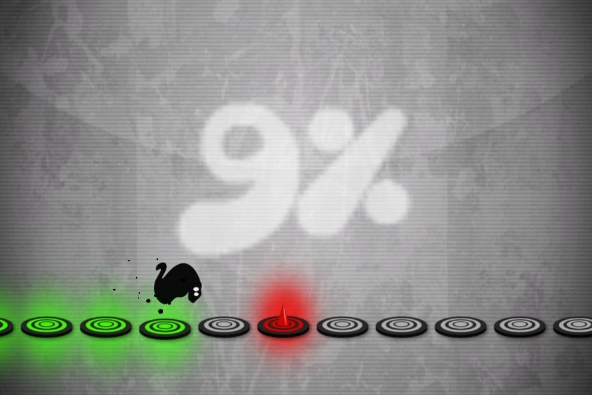Beware of the spikes protruding from the red platform in the Bounce Path game at geometryliteonline.com