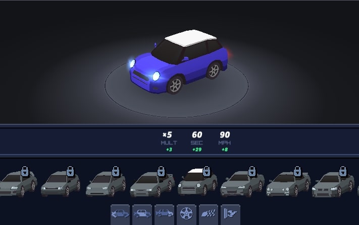 Come into the Garage to discover new cars in Tap Drift game at geometryliteonline.com