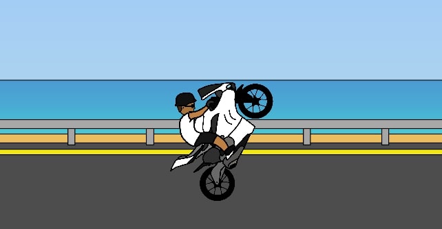 The principle of this game is that the higher the wheelie the player performs, the higher their score - Wheelie Master